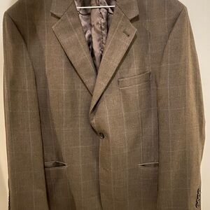 Joseph A. Bank Men's Brown Windowpane Sport Coat with Subtle Pinstripes